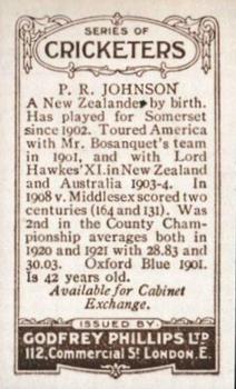 1923-25 Godfrey Phillips Cricketers #132 Peter Johnson Back