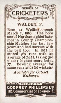 1923-25 Godfrey Phillips Cricketers #128 Fanny Walden Back
