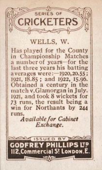 1923-25 Godfrey Phillips Cricketers #127 William Wells Back