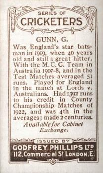 1923-25 Godfrey Phillips Cricketers #65 George Gunn Back