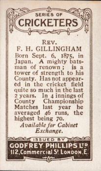 1923-25 Godfrey Phillips Cricketers #37 Frank Gillingham Back