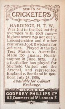 1923-25 Godfrey Phillips Cricketers #30 Wally Hardinge Back