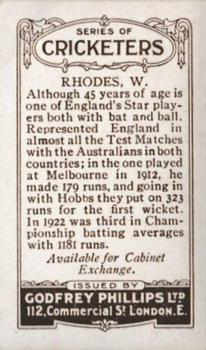 1923-25 Godfrey Phillips Cricketers #54 Wilfred Rhodes Back