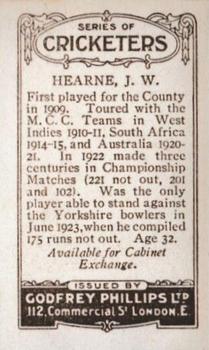 1923-25 Godfrey Phillips Cricketers #48 J.W. Hearne Back