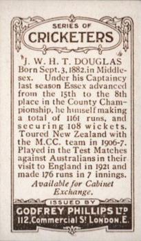 1923-25 Godfrey Phillips Cricketers #42 Johnny Douglas Back