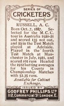 1923-25 Godfrey Phillips Cricketers #41 Jack Russell Back
