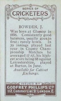 1923-25 Godfrey Phillips Cricketers #164 Ernest Bowden Back
