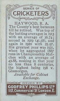 1923-25 Godfrey Phillips Cricketers #109 Robert Haywood Back