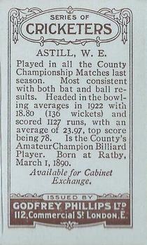 1923-25 Godfrey Phillips Cricketers #106 Ewart Astill Back