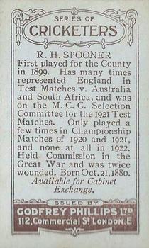 1923-25 Godfrey Phillips Cricketers #79 Reg Spooner Back