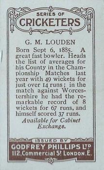 1923-25 Godfrey Phillips Cricketers #210 George Louden Back