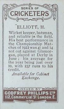 1923-25 Godfrey Phillips Cricketers #166 Herbert Elliott Back