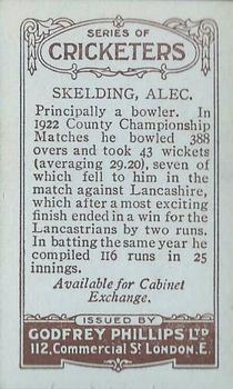 1923-25 Godfrey Phillips Cricketers #160 Alec Skelding Back