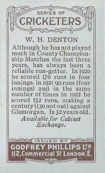 1923-25 Godfrey Phillips Cricketers #78 William Denton Back