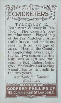 1923-25 Godfrey Phillips Cricketers #80 Ernest Tyldesley Back