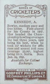 1923-25 Godfrey Phillips Cricketers #110 Alec Kennedy Back