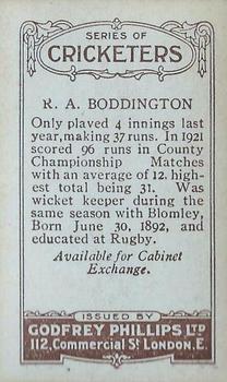 1923-25 Godfrey Phillips Cricketers #122 Robert Boddington Back