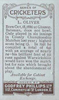 1923-25 Godfrey Phillips Cricketers #125 Leonard Oliver Back
