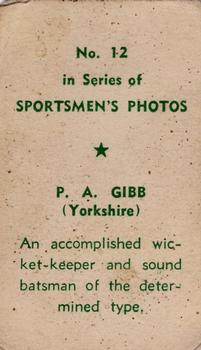1951 Series Of Sportsmen's Photos #12 Paul Gibb Back