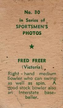 1951 Series Of Sportsmen's Photos #30 Fred Freer Back