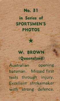 1951 Series Of Sportsmen's Photos #31 Bill Brown Back