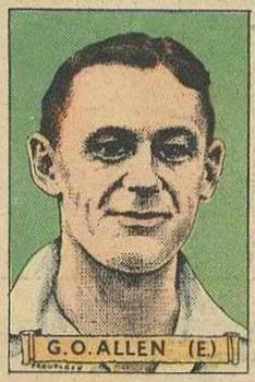 1936 Sunday Sun Test Cricket Heroes #NNO George Allen Front