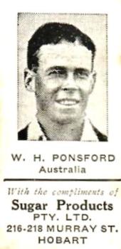 1934 Sugar Products Cricketers #NNO Bill Ponsford Front