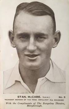 1930 Bungalow Theatre Australian Cricketers #5 Stan McCabe Front