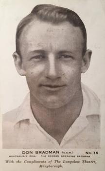 1930 Bungalow Theatre Australian Cricketers #15 Don Bradman Front