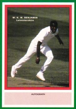 1993 County Print Services County Cricketers Autograph Series #106 Winston Benjamin Front