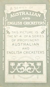 1911-12 British American Tobacco Australian and English Cricketers #4 Bert Kortlang Back