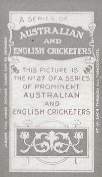 1911-12 British American Tobacco Australian and English Cricketers #27 John Barnes Back
