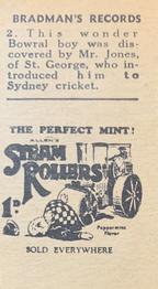 1932 Allen's Bradman's Records (Steam Rollers backs) #2 Donald Bradman Back