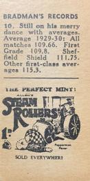 1932 Allen's Bradman's Records (Steam Rollers backs) #10 Donald Bradman Back