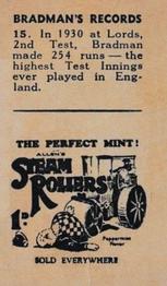 1932 Allen's Bradman's Records (Steam Rollers backs) #15 Donald Bradman Back