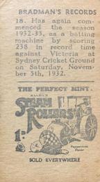 1932 Allen's Bradman's Records (Steam Rollers backs) #18 Donald Bradman Back