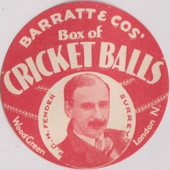 1932 Barratt & Co Box Of Cricket Balls Cricketers (Red) #NNO Percy Fender Front