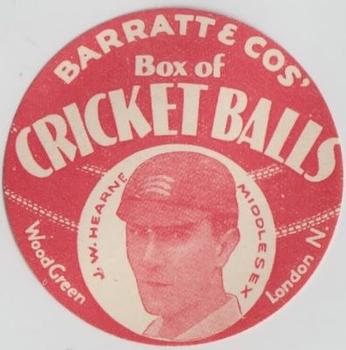 1932 Barratt & Co Box Of Cricket Balls Cricketers (Red) #NNO John Hearne Front