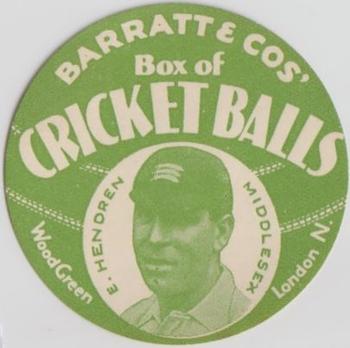 1932 Barratt & Co Box Of Cricket Balls Cricketers (Green) #NNO Patsy Hendren Front