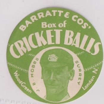 1932 Barratt & Co Box Of Cricket Balls Cricketers (Green) #NNO Jack Hobbs Front
