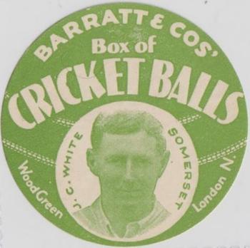 1932 Barratt & Co Box Of Cricket Balls Cricketers (Green) #NNO Jack White Front