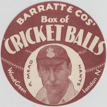 1932 Barratt & Co Box Of Cricket Balls Cricketers (Brown) #NNO Phil Mead Front
