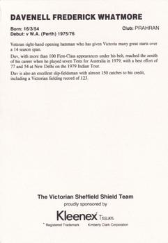1988-89 Kleenex Tissues Victorian Sheffield Shield Team #NNO Dav Whatmore Back