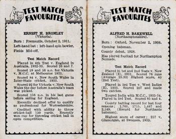 1934 Amalgamated Press Test Match Favourites (Pairs) #NNO Alfred Bakewell / Ernest Bromley Back