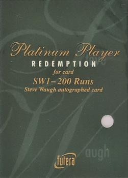 1996 Futera The Decider - Steve Waugh Platinum Player Autographs Redemptions #SWR1 Redemption Card Front