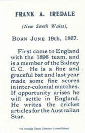 2001 Nostalgia 1899 Kinnear Australian Cricketers (Reprint) #NNO Frank Iredale Back