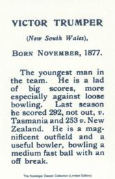 2001 Nostalgia 1899 Kinnear Australian Cricketers (Reprint) #NNO Victor Trumper Back