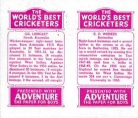 1956 D.C.Thomson The World's Best Cricketers (Adventure) Paired #1-4 Everton Weekes / Gil Langley Back