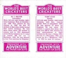1956 D.C.Thomson The World's Best Cricketers (Adventure) Paired #2-5 Tony Lock / Malcolm Hilton Back