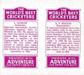 1956 D.C.Thomson The World's Best Cricketers (Adventure) Paired #9-12 Bert Wolton / Les Jackson Back